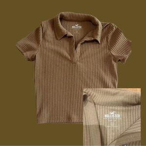 Hollister Baby T! Women's Brown and Tan Shirt